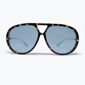 Armação de Tartaruga Lente Azul Óculos de Sol Oversized