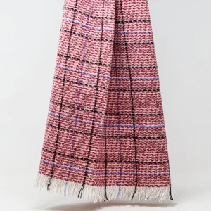 cachecol com cuadros em vermelho
