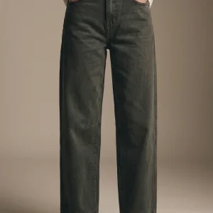Calça Jeans Kaki Vintage Lavada com Costura no Joelho
