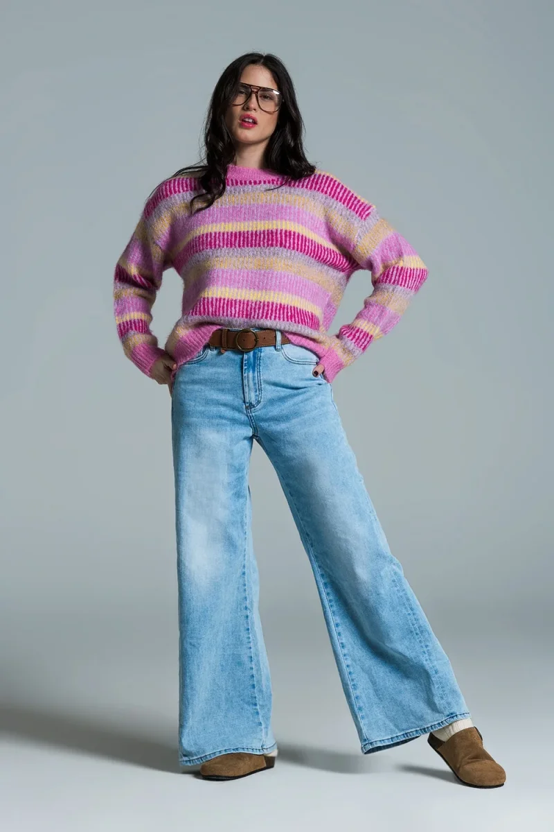 Calças de ganga Mom Style Wide Leg Light Wash - Image 4