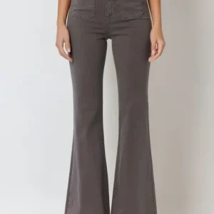 Calças de ganga skinny cinzentas escuras com pormenor de bolso à frente