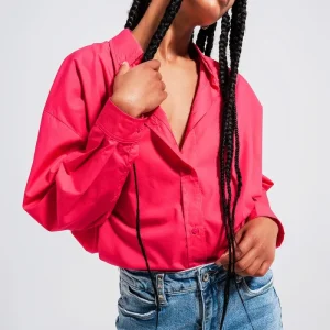 Camisa Fuchsia com botões da frente