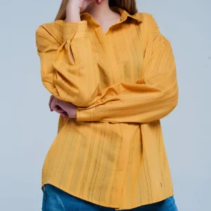 Camisa mustard listrada superdimensionada