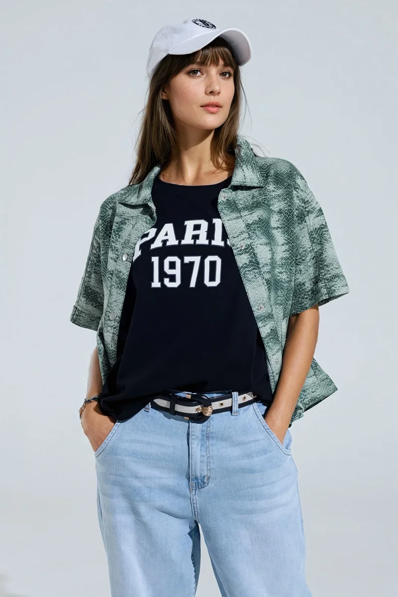 Camisa pólo com botões em verde Tie Dye - Image 2