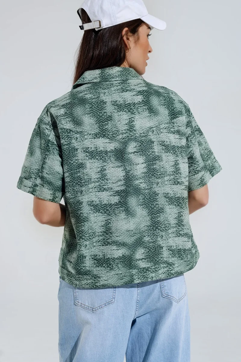 Camisa pólo com botões em verde Tie Dye - Image 3