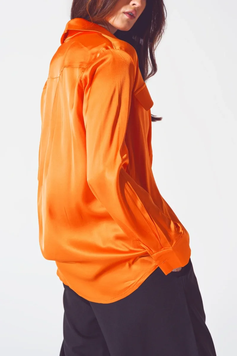 Camisa relaxed Rayon em laranja brilhante - Image 3