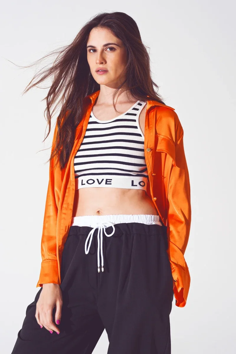 Camisa relaxed Rayon em laranja brilhante - Image 7