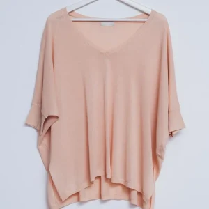 Camisola de manga curta de corte quadrado em bege