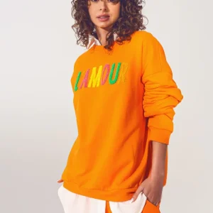 Camisola L'amour Text Sweater em Laranja