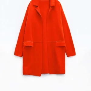 Casaco maxi com gola oversized em laranja