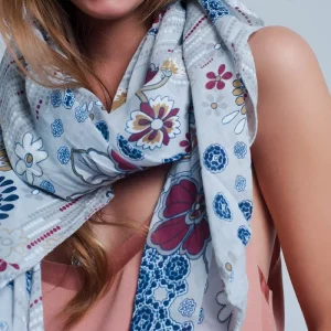 Cinza cachecol com flores