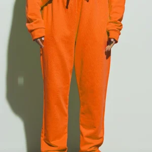 Jogger com cintura de laço em Laranja Brilhante