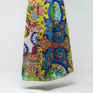 Lenço de seda com estampado abstrato multicolorido