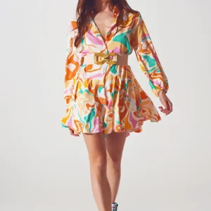 Vestido estampado psicadélico em multicolorido