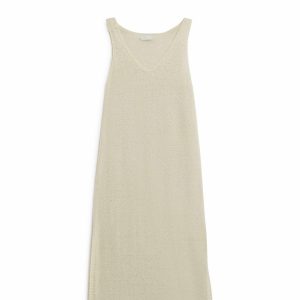 Vestido Maxi Branco Sem Mangas Com Fenda Lateral