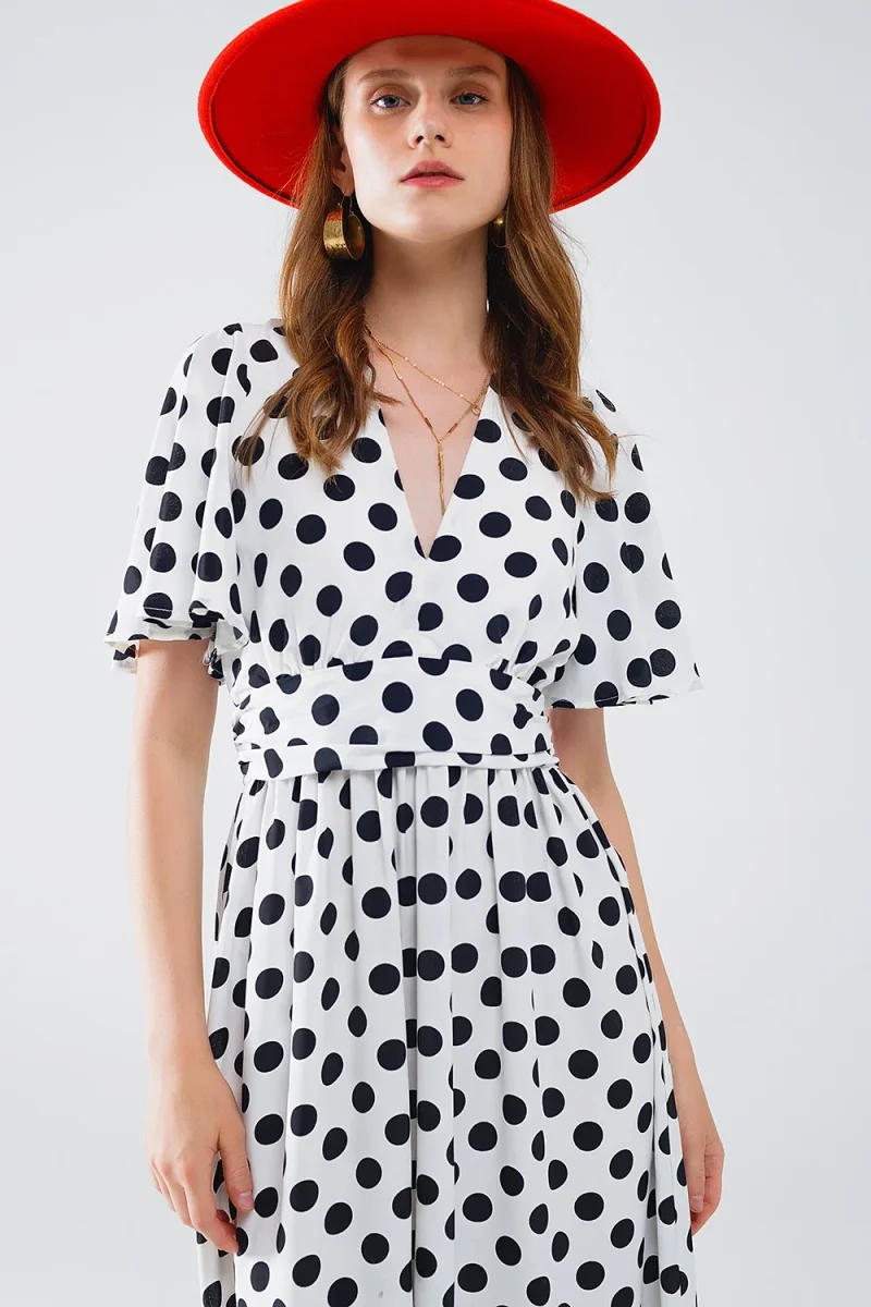 Vestido maxi de bolinhas com pormenor aberto nas costas - Image 4