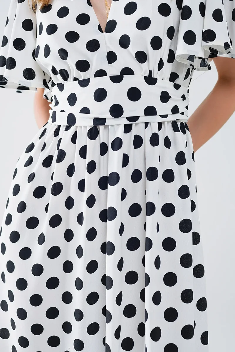 Vestido maxi de bolinhas com pormenor aberto nas costas - Image 7