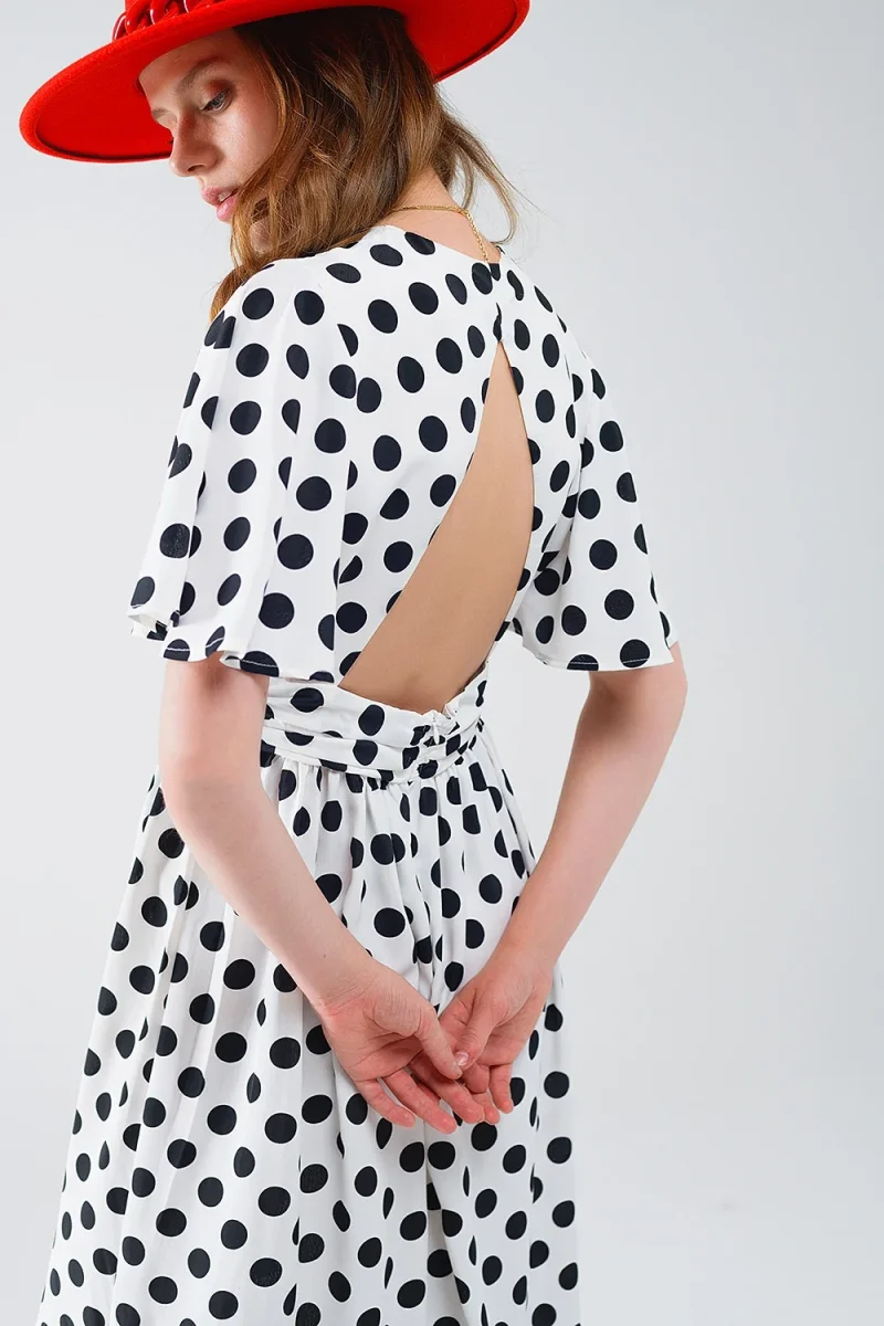 Vestido maxi de bolinhas com pormenor aberto nas costas - Image 5