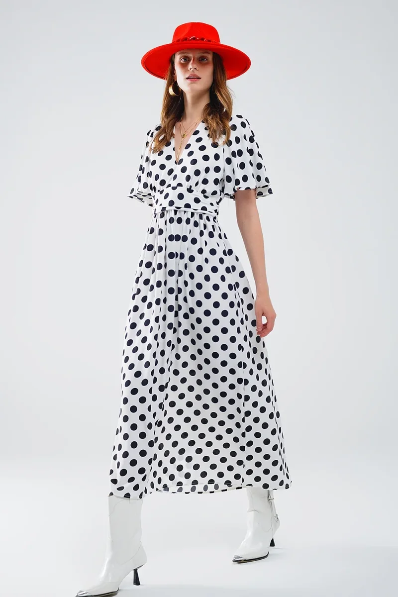 Vestido maxi de bolinhas com pormenor aberto nas costas - Image 6
