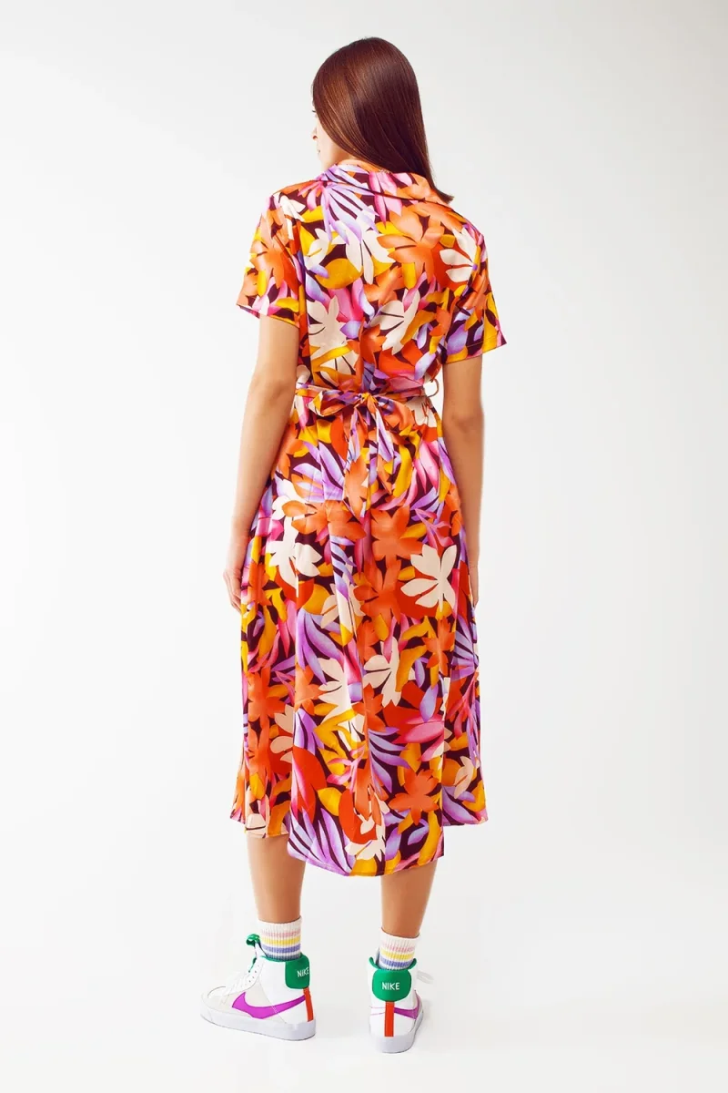 Vestido midi estampado floral em multicores - Image 3
