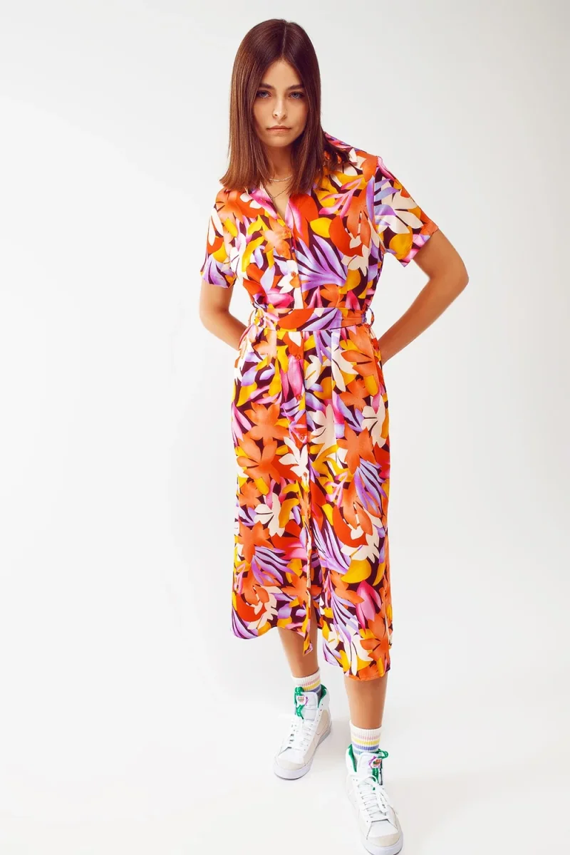 Vestido midi estampado floral em multicores - Image 5