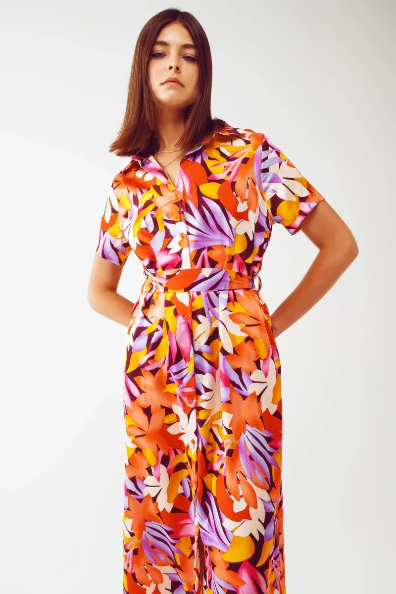 Vestido midi estampado floral em multicores - Image 6